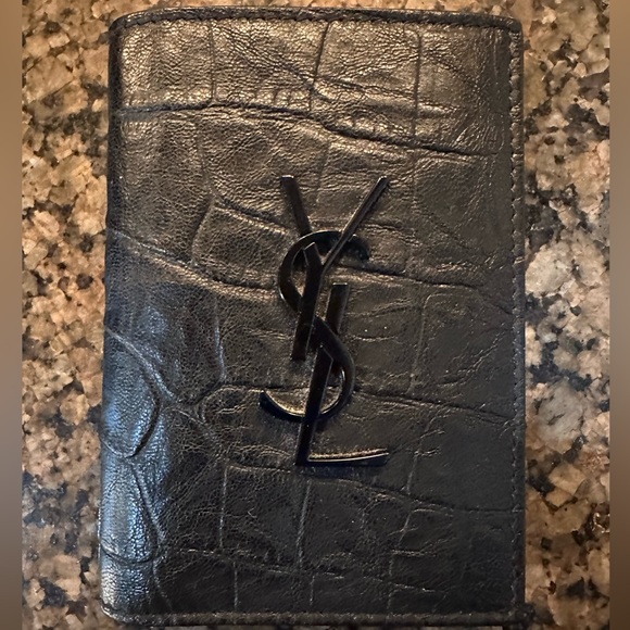 Saint Laurent Crocodile Embossed Card Holder - Picture 1 of 9